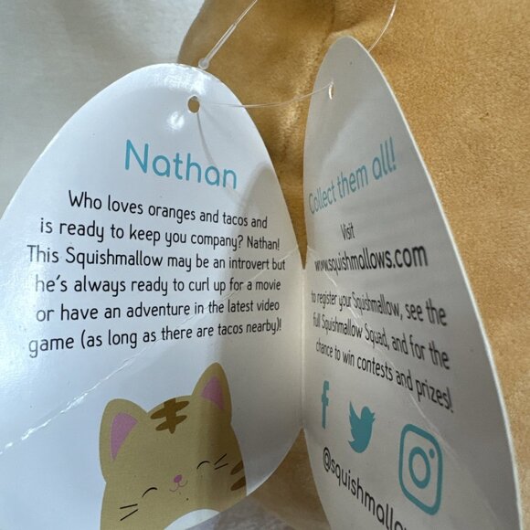 SQUISHMALLOWS Nathan 12" | Cat Plush Tabby Kitty Sleepy Kitten | NWT - Picture 5 of 10
